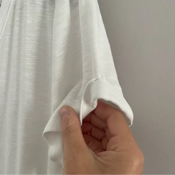 J. JILL Pima Short Sleeve V-Neck White Tee Tunic Large - Picture 5 of 6